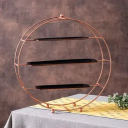 Nestroots Copper Round Buffet Organiser Cake Stand for Party Cup Cake Dessert Stand Three Shelve-image-6