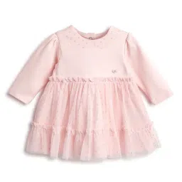 Chicco Girls Light Pink Regular Fit Self Design Dress-image-98