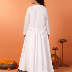 Fashion Dream Girls White Printed Choli and Lehenga with Crepe image 2