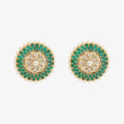 Kushal's Fashion Jewellery Green Victorian Polished Kundan Earrings for Women image 2