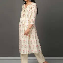 Nuhh Off White Flower Sorbet Kurta image 2