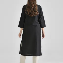 Rustorange Black A Line Kurta image 2