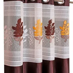 Romee Brown Polyester Floral Curtains and Sheers image 2