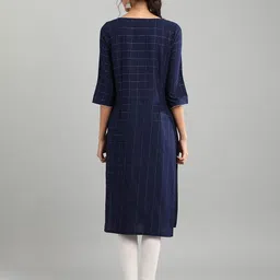 AURELIA Checked Zari Work Straight Kurta image 3
