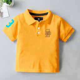Codez Boys White & Yellow Solid Polo T-shirt image 2
