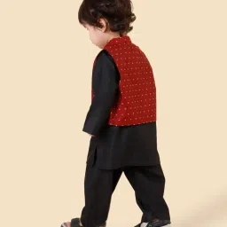 Fabindia Black Viscose Blend 3Pc Kurta Set image 2