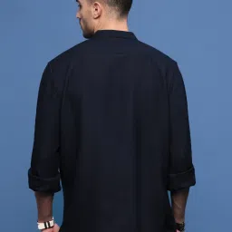 showoffff Showoff Navy Blue Cotton Slim Fit Texture Shirt image 2