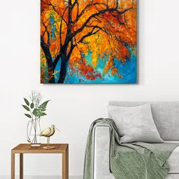 999Store Yellow & Black Canvas Floral Wall Paintings image 1