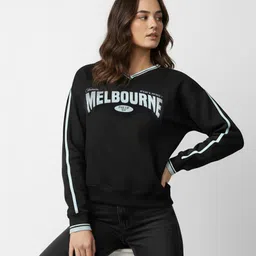 Mast & Harbour Printed V-Neck Drop-Shoulder Sleeves Sweatshirt image 4