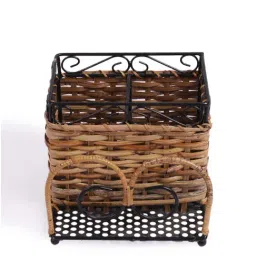 VarEesha Brown & Black Bamboo Multi-Purpose Basket - Set of 1 image 4