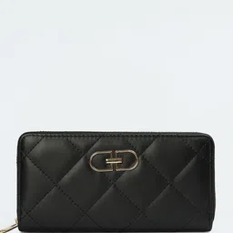 max Women Quilted PU Zip Around Wallet image 1