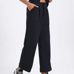 glitchez Women Frosted Fit Wide Leg Pleated Trousers-image-98
