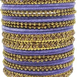 Raj world Purple Glass Artificial Stones Bangle image 2