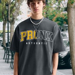 PRONK Men Typography Printed Applique T-shirt with Mask-picture-13