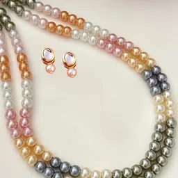 MANSIYAORANGE Gold Plated Layered Pearls-Beaded Jewellery Set-picture-37