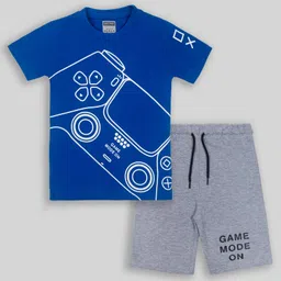 Unicorns Half Sleeves Game Mode On Printed Night Suit - Blue & Grey-picture-26
