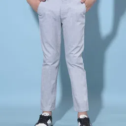 CRIMSOUNE CLUB Cotton Abstract Designed Trousers - Grey-picture-23