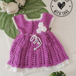 Woonie Crochet Sleeveless Self Designed & Floral Applique Detailed Dress - Purple-picture-27