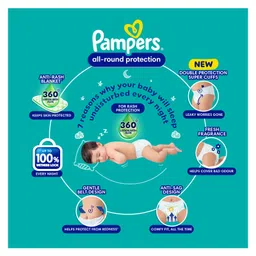 Pampers All round Protection Pants, Double Extra Large size baby diapers (XXL), Lotion with Aloe Vera - 9 Pieces image 2