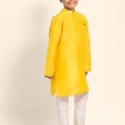 DEVOILER Boys Mandarin Collar Dupion Silk Straight Kurta-picture-47