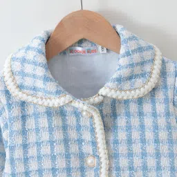 Kookie Kids Full Sleeves Collar Neck Jacket With Checks Design - Blue image 3