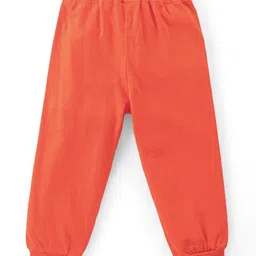 Babyhug Cotton Single Jersey Knit Full Length Bear & Text Printed Lounge Pant - Red Blue & Yellow image 3