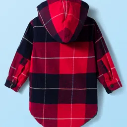 Ruff 100& Cotton Woven Full Sleeves Hooded Twill Checkered Shirt with T-Shirt - Red image 3
