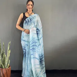 FLOURIOUS Printed Pure Chiffon Ready to Wear Saree-picture-21