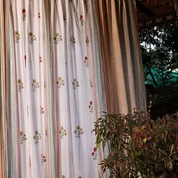 Peepul Tree White & Brown 3 Pieces Floral Sheer Door Curtain-image-52