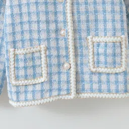 Kookie Kids Full Sleeves Collar Neck Jacket With Checks Design - Blue image 4