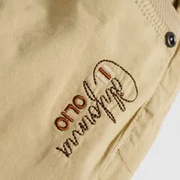 Olio Kids Cotton Woven Full Length Solid Color Trouser - Yellow image 4