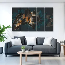 The Castle Decor Black & Green 5 Piece Wood Other Wall Paintings-picture-36