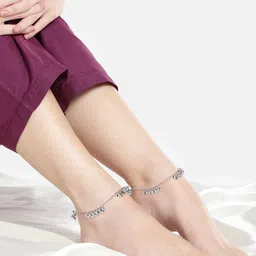 AITIHYA Silver-Plated Oxidised Anklet-picture-36
