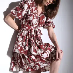 Vero Moda Brown Floral Print Wrap Dress-image-88