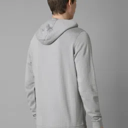 Louis Philippe Grey Cotton Regular Fit Printed Hooded Sweatshirt image 2