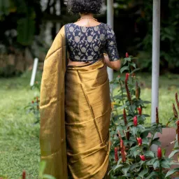 Suta Gold Solid Saree Without Blouse image 2