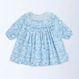HOP Baby by Westside Blue Floral Detailed Cotton A-Line Dress image 2
