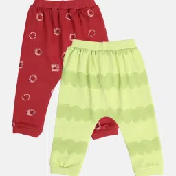 MINIKLUB Girls Green & Red Cotton Printed Full Sleeves Bottom image 2