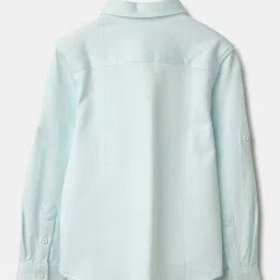 United Colors of Benetton Boys Blue Cotton Solid Full Sleeves Shirts image 2