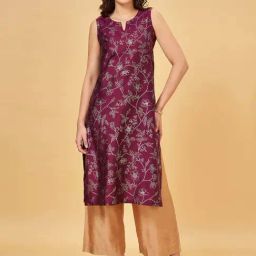 Rangmanch by Pantaloons Purple Printed Straight Kurta-picture-27