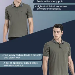 Red Tape Green Regular Fit Self Pattern Polo T-Shirt image 2