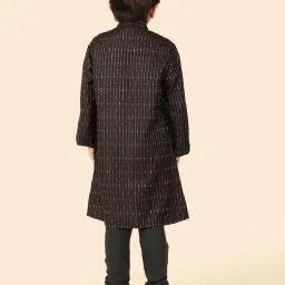 Fabindia Boys Black Textured Full Sleeves Kurta Long image 2
