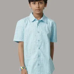 Under Fourteen Only Kids Blue Cotton Printed Shirt-picture-39