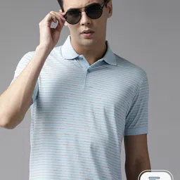 Park Avenue Men Striped Polo Collar Slim Fit T-shirt-image-88