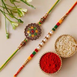 eCraftIndia Set of 2 Floral Rakhis for Brothers with Sibling Agreement & Roli Chawal Pack-picture-26