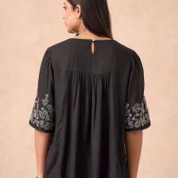 Marigold Lane Black Regular Fit Embroidered Top image 2