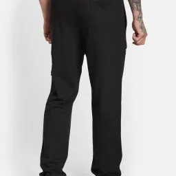 Octave Black Cotton Regular Fit Printed Trackpants image 2