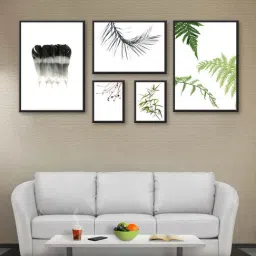 999store White & Green Leaves Multi Frame Painting-picture-15