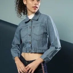 Campus Sutra Blue Denim Jacket-image-12