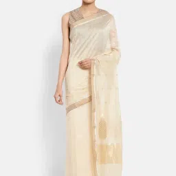 Fabindia Off-White Cotton Silk Woven Saree-picture-21